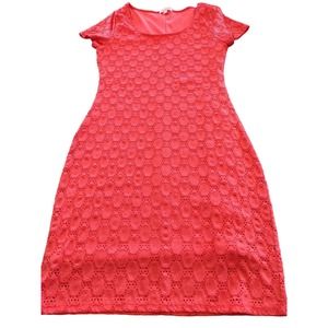 BEAUTIFUL ISAAC MIZRAHI WOMEN'S LACED CORAL SHORT SLEEVED DRESS. SUMMER!
